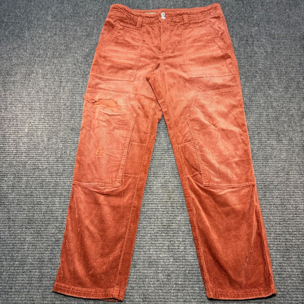 Pilcro The Wanderer Corduroy Utility Pants 29 Rust Orange Distressed Carpenter - Picture 2 of 12
